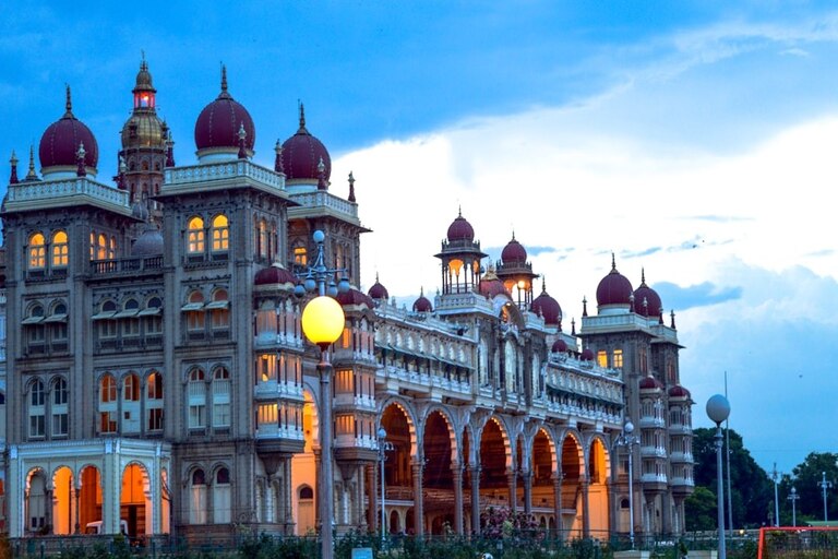 Scenic view of Mysore Palace during Evening