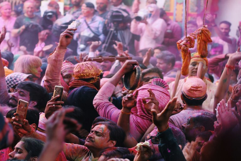 Holi festival celebration in Mathura India