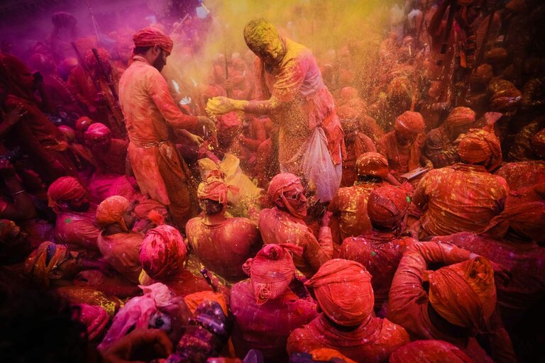 Holi festival celebration in Vrindavan India