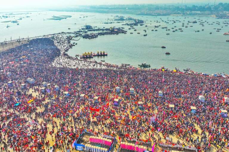 Bathing in Maha kumbh mela