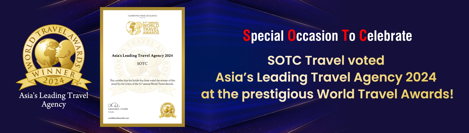 SOTC Travel voted Asia's Leading Travel Agency 2024 at the prestigious World Travel Awards!